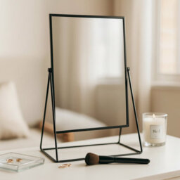 Rectangular Makeup Mirror 22X39Cm Free Standing Vanity Dressing Table Mirror Black - thumbnail 2