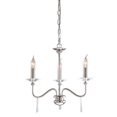 Elstead Finsbury Park Chandelier 3 Light Polished Nickel Finish, E14 - image 1