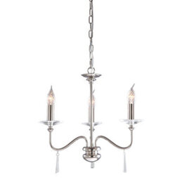 Elstead Finsbury Park Chandelier 3 Light Polished Nickel Finish, E14 - thumbnail 1