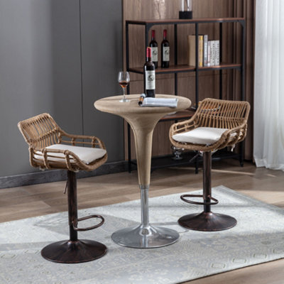 Abrihome Modern Swivel Bar Stools, 2-Pack Height Adjustable Wicker Chairs With Cushion & Floor Protectors, Counter Stools For Kitchen - image 1