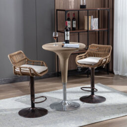 Abrihome Modern Swivel Bar Stools, 2-Pack Height Adjustable Wicker Chairs With Cushion & Floor Protectors, Counter Stools For Kitchen