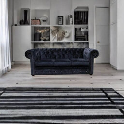 Chesterfield Crystal 3 Seater Sofa Modena Black Velvet Fabric In Classic Style - thumbnail 4