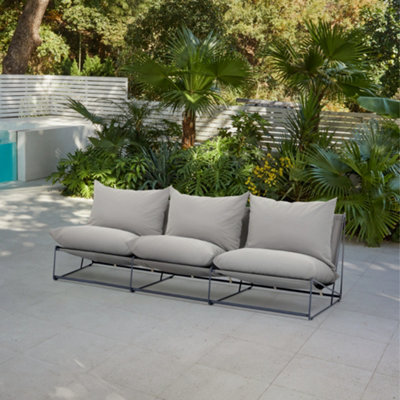 Home Detail Marina Steel 3 Seater Garden Chair, Grey - image 1