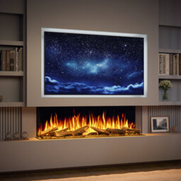 Evolution Fires Advance 1300 Media Wall Electric Fire, 3-Sided Glass, Ultra Realistic Led Flame, Remote Control