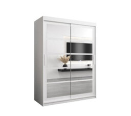 Arte Roma Ii White Elegant Sliding Door Wardrobe H2000mm W1500mm D620mm With Mirrored Panels And Silver Handles - thumbnail 1