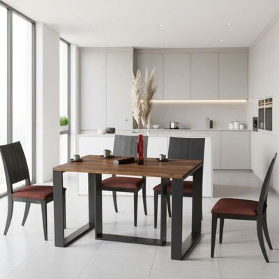 Borys Extendable Dining Table 130 And 210X80 Cm Modern Laminated Table With Black Legs Stirling Oak - image 1
