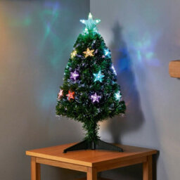 Garden Store Direct Premier Fibre Optic Star Topped Artificial Christmas Tree With Multi Coloured Led Lights 80Cm - thumbnail 4