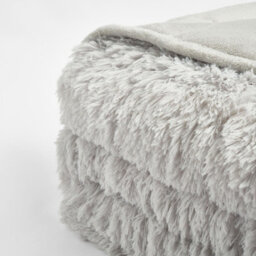 Ohs Fluffy Fleece Weighted Blanket Sensory Throw - Silver, 125 X 180Cm - 6Kg