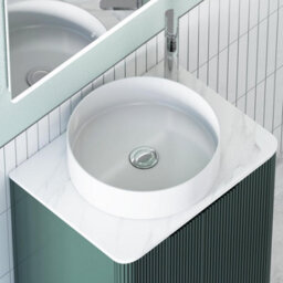 Royal Bathrooms Avenza 800mm Deep Moss Green Floor Standing Bathroom Vanity Unit 2 Door With Art Round Basin - thumbnail 7