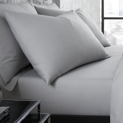 Serene Plain Dyed Soft Touch Pair Of Silver Housewife Pillowcases - image 1