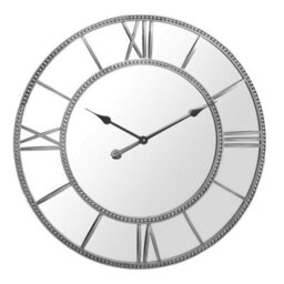 Buttercup Farm Framed Beaded Mirrored Round Clock - Iron - L4 X W70 X H70 Cm - Grey/silver - thumbnail 2