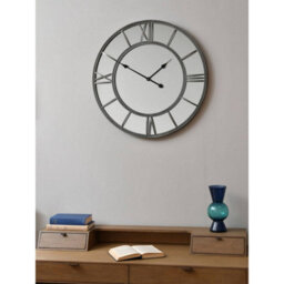 Buttercup Farm Framed Beaded Mirrored Round Clock - Iron - L4 X W70 X H70 Cm - Grey/silver - thumbnail 5