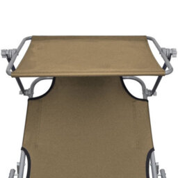 Walplus Folding Sun Lounger With Canopy Steel Taupe - thumbnail 5