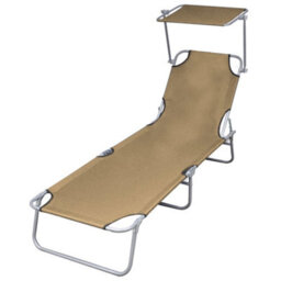 Walplus Folding Sun Lounger With Canopy Steel Taupe - thumbnail 1