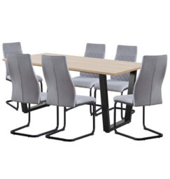 Hallowood Furniture Dudley 180Cm Dining Table Set With 6 Grey Fabric High Back Chairs - thumbnail 8