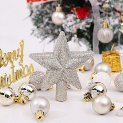 Living And Home 30 Pcs Shatterproof Christmas Decoration Set Xmas Ornament Christmas Tree Baubles With Snowflake Tree Topper - image 1