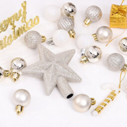 Living And Home 30 Pcs Shatterproof Christmas Decoration Set Xmas Ornament Christmas Tree Baubles With Snowflake Tree Topper - thumbnail 2