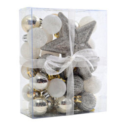Living And Home 30 Pcs Shatterproof Christmas Decoration Set Xmas Ornament Christmas Tree Baubles With Snowflake Tree Topper - thumbnail 4