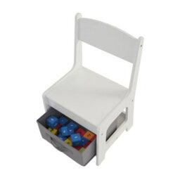 Liberty House Toys Kid's White Table And Chairs With Grey Storage Bins - thumbnail 6