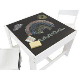 Liberty House Toys Kid's White Table And Chairs With Grey Storage Bins - thumbnail 4