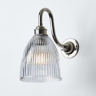 Old School Electric Elongated Prismatic Wall Light : Swan Arm - Polished Nickel - image 1