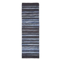 Homescapes Texas Leather & Denim Woven Striped Blue Rug, 66 X 200 Cm - thumbnail 2