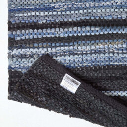Homescapes Texas Leather & Denim Woven Striped Blue Rug, 66 X 200 Cm - thumbnail 5