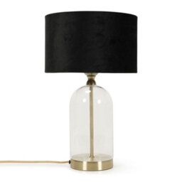 Valuelights Jessy Glass And Gold Metal Bedside Table Lamp With A Black Velvet Lampshade - thumbnail 1