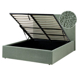 Beliani Ottoman Bed Lorient Boucle Green 140 X 200 Cm (Eu Double) - thumbnail 1
