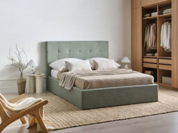 Beliani Ottoman Bed Lorient Boucle Green 140 X 200 Cm (Eu Double) - thumbnail 2