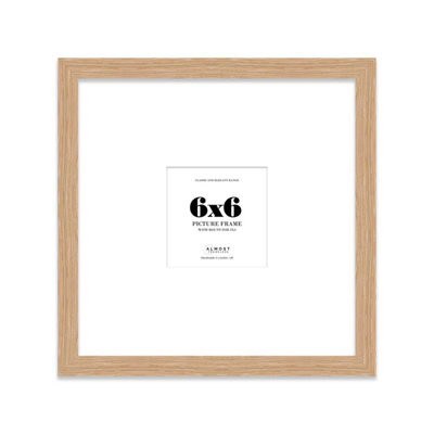 "6X6"" Oak Picture Frame - 6X6"" Square Frame With 3X3"" Mount For 6X6""/3X3"" Pictures Classic Style Thin Edge, 1 Pack" - image 1
