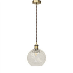 First Choice Lighting Set Of 2 Barnum - Clear Dimple Globe Antique Brass Retro Pendants - thumbnail 2