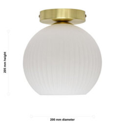 First Choice Lighting Set Of 2 Betchley - White Glass Satin Brass Ceiling Light Fittings - thumbnail 6