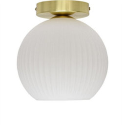 First Choice Lighting Set Of 2 Betchley - White Glass Satin Brass Ceiling Light Fittings - thumbnail 2