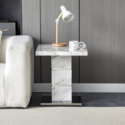 Furniture in Fashion Parini High Gloss Lamp Table Square In Magnesia Marble Effect - thumbnail 2