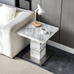 Furniture in Fashion Parini High Gloss Lamp Table Square In Magnesia Marble Effect - thumbnail 3