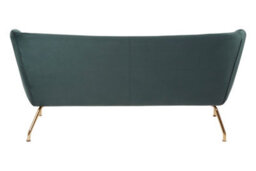 Orsina Green 2 Seat Sofa With Gold Metal Legs, Curved Backrest Upholstered Fabric Couch, Modern Two Seater Sofa - thumbnail 5