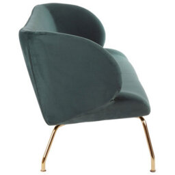 Orsina Green 2 Seat Sofa With Gold Metal Legs, Curved Backrest Upholstered Fabric Couch, Modern Two Seater Sofa - thumbnail 4