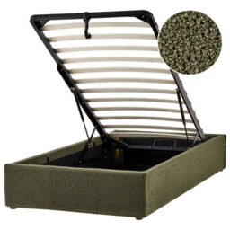 Beliani Ottoman Bed Without Headboard Boucle Dinan 90 X 200 Cm (Eu Single) Dark Green - thumbnail 1