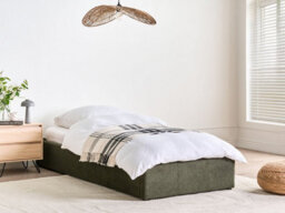Beliani Ottoman Bed Without Headboard Boucle Dinan 90 X 200 Cm (Eu Single) Dark Green - thumbnail 2