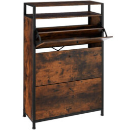 Tectake Slim Rack - 2 Storage Shelves, 3 Tilt Drawers With 2 Racks Per, Industrial Style - 81 Cm - Industrial Wood Dark, Rustic - thumbnail 1
