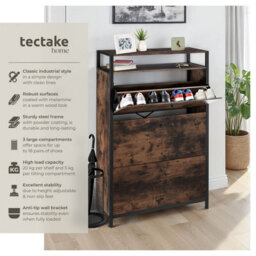 Tectake Slim Rack - 2 Storage Shelves, 3 Tilt Drawers With 2 Racks Per, Industrial Style - 81 Cm - Industrial Wood Dark, Rustic - thumbnail 2