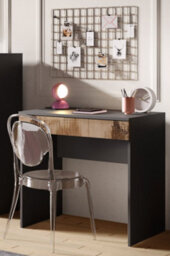 FurniComp LTD Furnicomp Kompact Small Black And Pero Oak Home Office Desk/dressing Table
