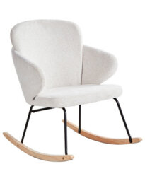 Wyld And Coco Off-White Rocking Chair With Metal Legs And Rubberwood Skates For Living Room, W66 X D74 X H87Cm - thumbnail 3