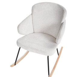 Wyld And Coco Off-White Rocking Chair With Metal Legs And Rubberwood Skates For Living Room, W66 X D74 X H87Cm - thumbnail 6