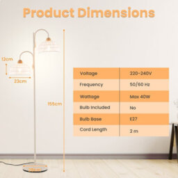 Costway Rotating Floor Light W/ 2 X E27 Bulb Bases Freestanding Tree Lamp W/ Foot Switch - thumbnail 2