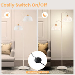 Costway Rotating Floor Light W/ 2 X E27 Bulb Bases Freestanding Tree Lamp W/ Foot Switch - thumbnail 3