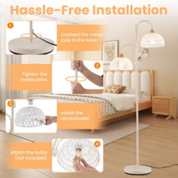 Costway Rotating Floor Light W/ 2 X E27 Bulb Bases Freestanding Tree Lamp W/ Foot Switch - thumbnail 4