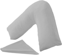 Homes & Linen Orthopaedic V-Shaped Pillow Extra Cushioning Support For Head, Neck & Back (Silver, V-Pillow With Cover