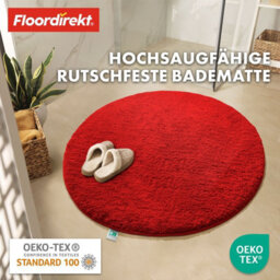 Floordirekt Sky Round Microfibre Bath Mat Soft 30mm Pile Non Slip Washable Bathroom Rug Red 95 X 95 X 3 Cm - thumbnail 3